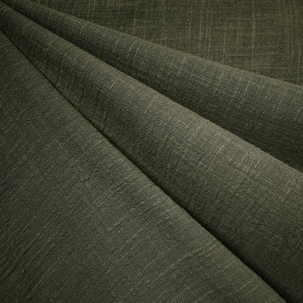 Washed Slubby Cotton Gauze Solid Olive