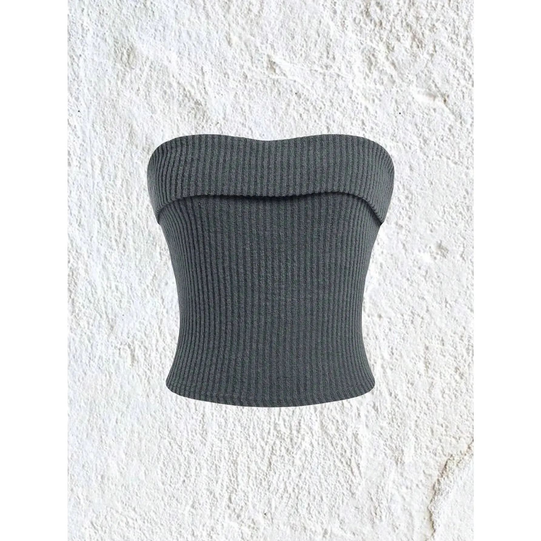 Women Rib-knit Tube Top Summer Y2K Grunge Punk Crop Tee