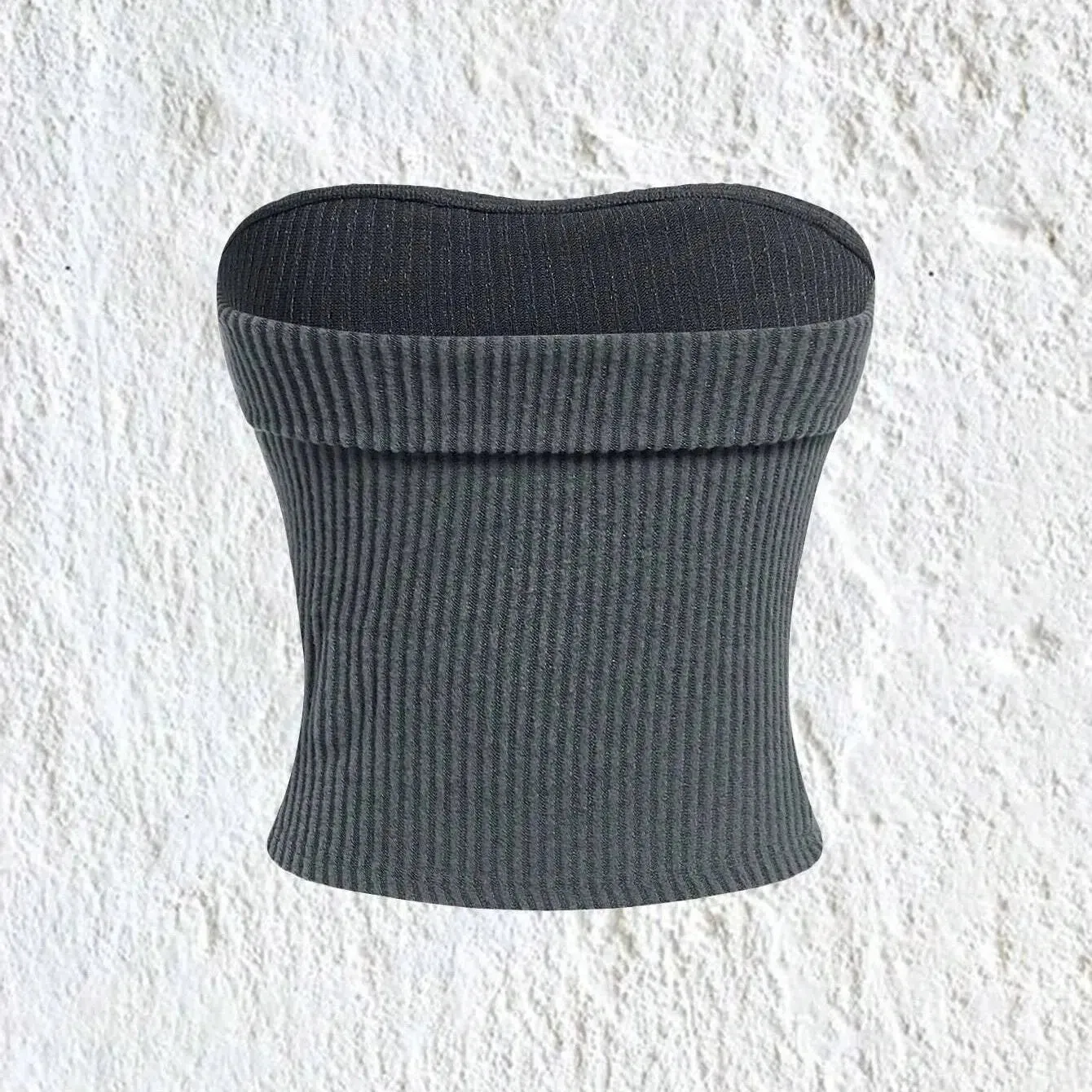 Women Rib-knit Tube Top Summer Y2K Grunge Punk Crop Tee