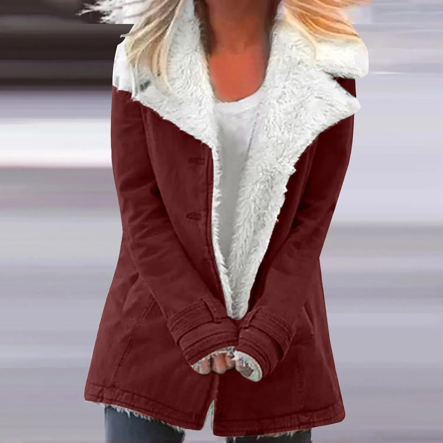 Womens Plus Size Sherpa Fleece Jackets Fashion 2023 Oversized Lapel Fuzzy Coat Warm Winter Faux Fur Outerwear