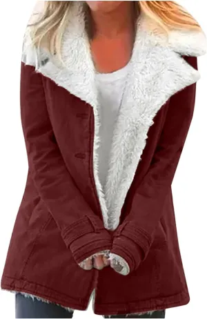 Womens Plus Size Sherpa Fleece Jackets Fashion 2023 Oversized Lapel Fuzzy Coat Warm Winter Faux Fur Outerwear