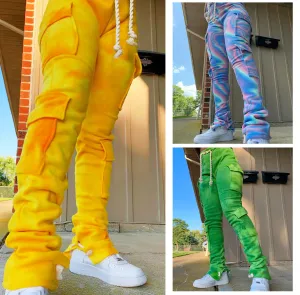 Women's Printed Multi-pocket Super Elastic Trousers Drawstring Pants