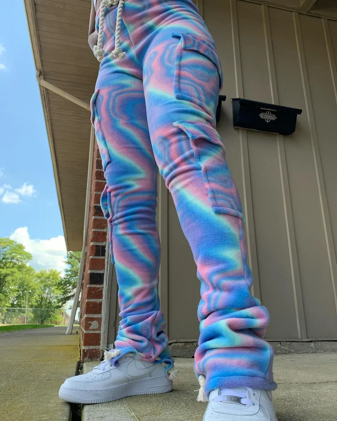 Women's Printed Multi-pocket Super Elastic Trousers Drawstring Pants