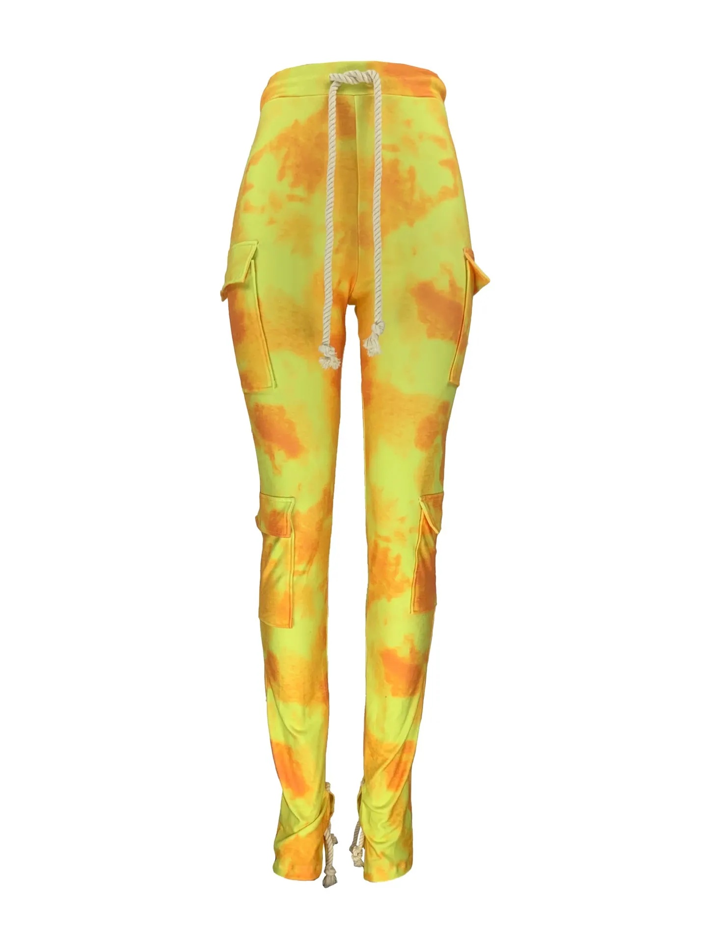 Women's Printed Multi-pocket Super Elastic Trousers Drawstring Pants