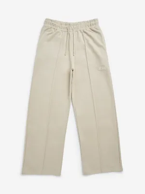 Y&F Kids Beige Mid-Rise Cotton-Blend Track Pants