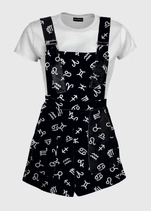 Zodiac Star Sign Black Overalls